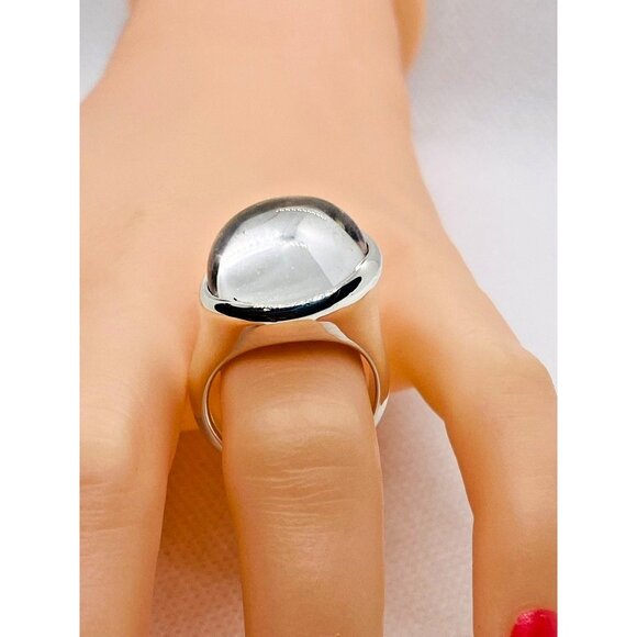 Tiffany & Co Elsa Peretti Crystal Cabochon Sterling Silver Ring 925 Size 6